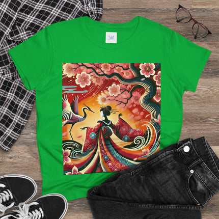 Fairy and Stork Beneath the Cherry Blossoms Cotton Tee