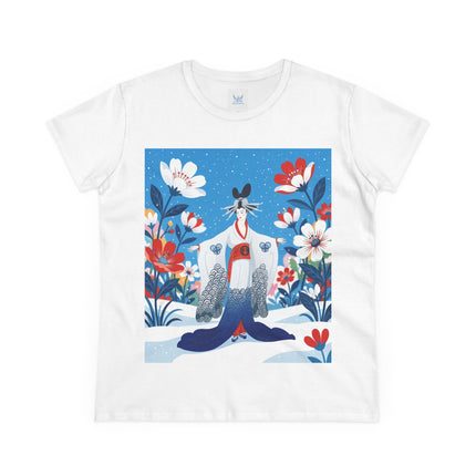 🌸❄️ The Winter Blossom Kimono Cotton Tee – Japanese-Inspired Floral Elegance