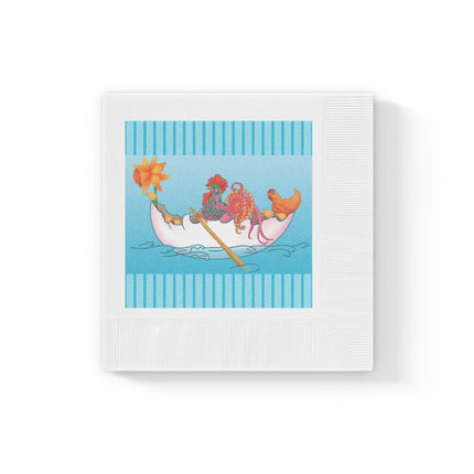A Rooster's Seafaring Adventure White Coined Napkins