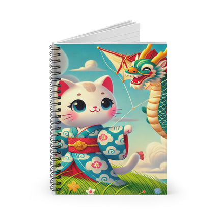 Geisha Kitten and the Dragon Kite Spiral Notebook - Ruled Line