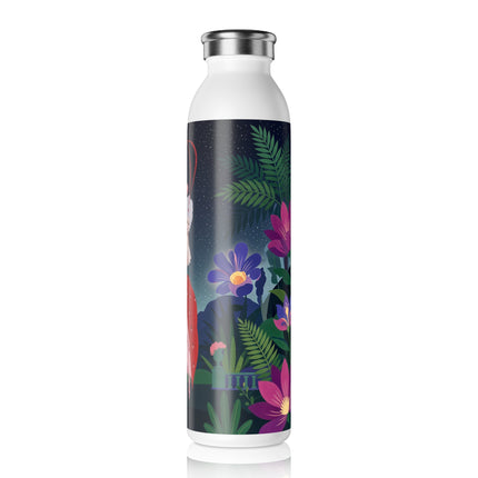 🌙🌺 The Lady Of The Midnight Garden Slim Water Bottle – Art Deco Floral Elegance