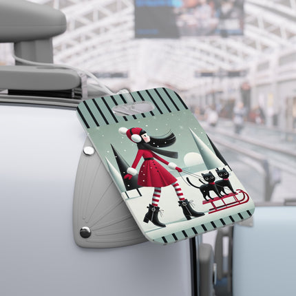 Red Sled & Curious Cats Luggage Tag