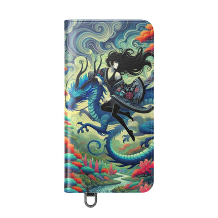 Mystic Guardian of the Sky Flip Case – Warrior Fairy & Turquoise Dragon