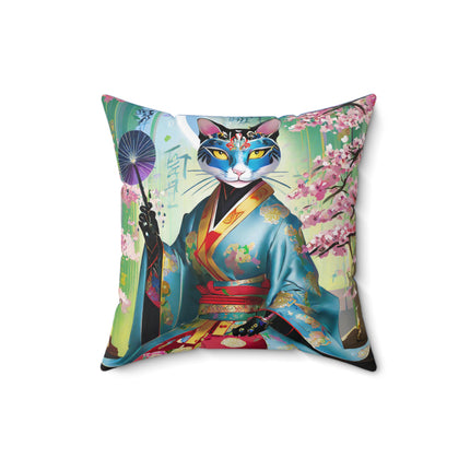 Cyberpunk Geisha Spun Polyester Square Pillow