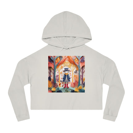 Cat in Boots in the Enchanted Forest Cropped Hooded Sweatshirt