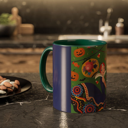 🏮🎃 The Lady Of Halloween Lanterns Colorful Mug – Colorful Art Deco Halloween Charm