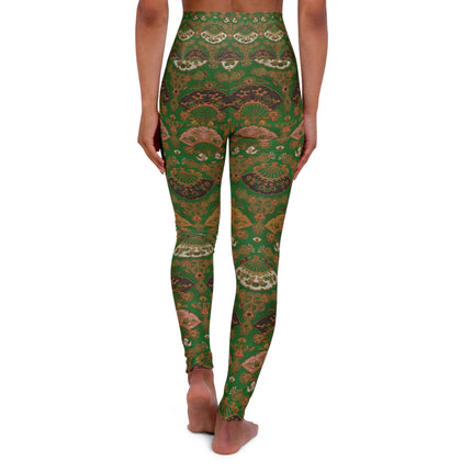 Japanese Fan Pattern by G.A. Audsley High Waisted Yoga Leggings (AOP)