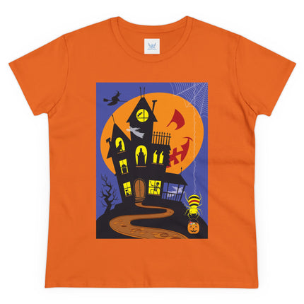 Halloween Night at the Haunted House Women's Midweight Cotton Tee