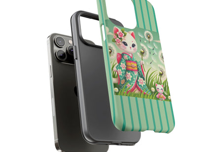 Geisha Kitten and the Dandelion Phone Cases