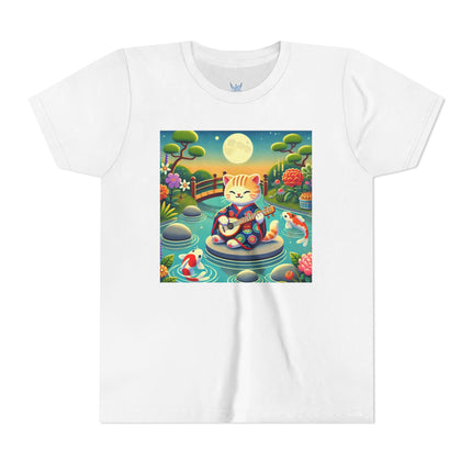 Melodic Kitten by the Koi Pond Youth Short Sleeve Tee