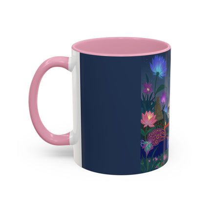 Moonlit Incense Ceremony Colorful Mugs – Art Deco Meditation Garden