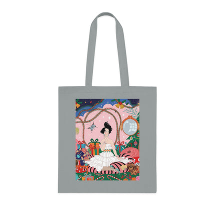 🎄🌹 Christmas Morning In The Rose Parlor Cotton Tote Bag – Art Deco Holiday Romance