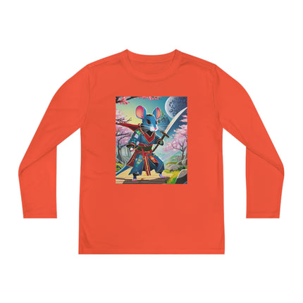 Cyber Samurai Rat Youth Long Sleeve Competitor Tee – Neon Warriors & Futuristic Adventure
