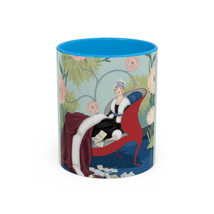 The Lady Of The Scarlet Chaise Colorful Mugs – Art Deco Romantic Elegance