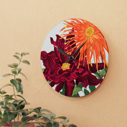 Dahlia Flower by Tanigami Kônan Acrylic Wall Clock, Round and Square