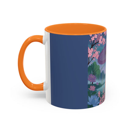 The Lady Of The Cherry Blossoms Colorful Mugs – Art Deco Spring Elegance