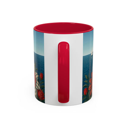 ⛵🌹 The Seaside Rose Traveler Colorful Mug – Art Deco Floral Elegance