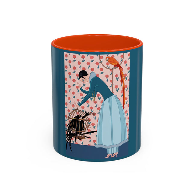 The Birdkeeper's Secret Colorful Mug (11oz, 15oz) – Vintage Bird Art, Art Deco Elegance & Whimsical Charm