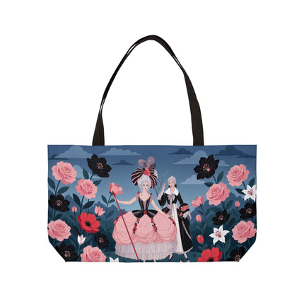 🌹🎭 The Rose Masquerade Promenade Weekender Tote Bag – Art Deco Floral Elegance
