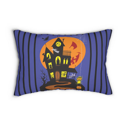 Halloween Night at the Haunted House Spun Polyester Lumbar Pillow