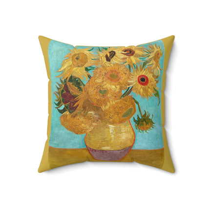 Vase with Twelve Sunflowers by Vincent Van Gogh Spun Polyester Square Pillow