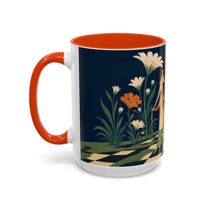 🌼🧡 The Midnight Floral Masquerade Colorful Mug – Art Deco Fashion Fantasy