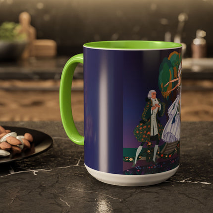 Moonlit Garden Waltz Colorful Mug (11oz, 15oz) – Rococo Romance, Garden Elegance & Enchanted Dance