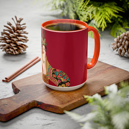 Butterfly Empress of the Crimson Pavilion Colorful Mug (11oz, 15oz) – Art Deco Beauty, Butterfly Elegance & Ornamental Style