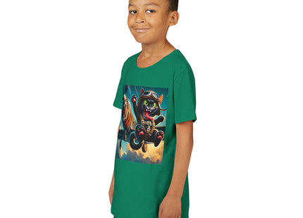 Parachuting Cat Commando Youth Short Sleeve Tee