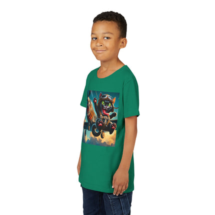 Parachuting Cat Commando Youth Short Sleeve Tee