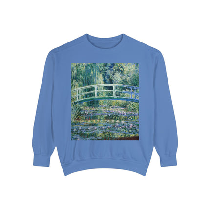 Water Lilies and Japanese Bridge by Claude Monet Unisex Garment-Dyed Sweatshirt