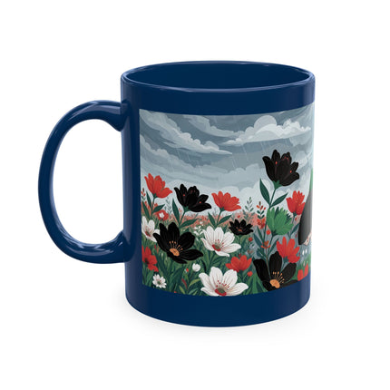 🌺☔ The Lady In The Stormy Flower Garden Ceramic Mug – Art Deco Fashion Elegance