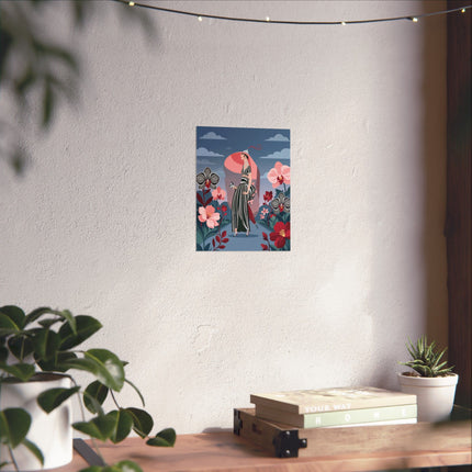 🌸🖤 The Lady Of The Striped Orchid Matte Vertical Poster – Art Deco Floral Elegance