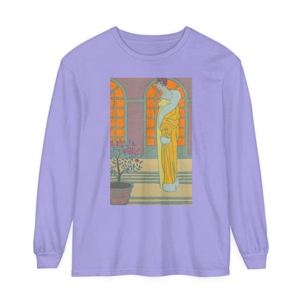 Sur Les Marches Du Jardin by Georges LePape Garment-dyed Long Sleeve T-Shirt