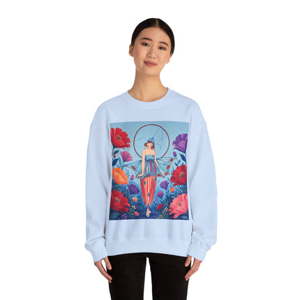 🎪🌺 The Flower Garden Harlequin Crewneck Sweatshirt – Art Deco Fashion Whimsy