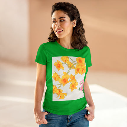 Golden Bow Orchid Women's Midweight Cotton Tee