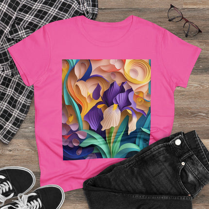 The Elegant Iris Flower Women's Midweight Cotton Tee