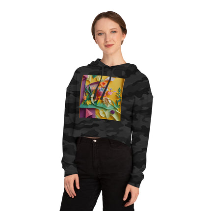 Origami Bicycle Women’s Cropped Hooded Sweatshirt