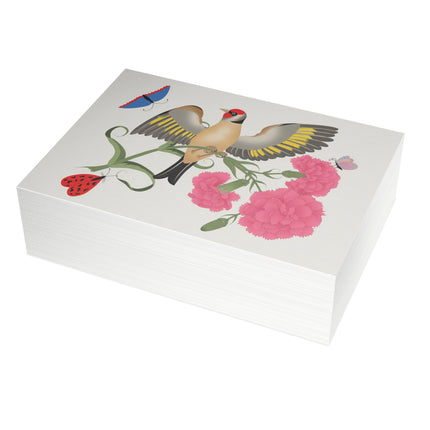 Goldfinch & Pink Flowers Greeting Card – Vibrant Joy & Springtime Charm