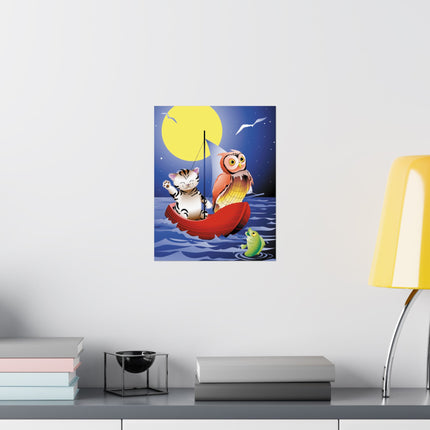 Embarking on a Moonlit Journey Premium Matte Vertical Posters