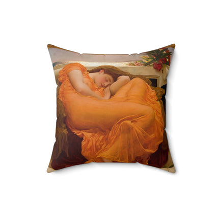 Flaming June by Frederic Leighton Spun Polyester Square Pillow