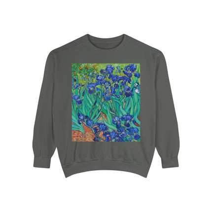 Irises by Vincent Van Gogh Unisex Garment-Dyed Sweatshirt