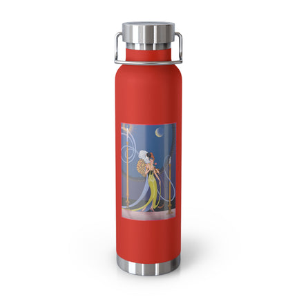 Smoke and Secrets: A Glamorous Encounter in Prohibition Era Copper Vacuum Insulated Bottle, 22oz