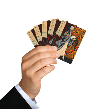 🌊🪭 The Lady Of The Midnight Waves Playing Cards – Art Deco Oriental Elegance