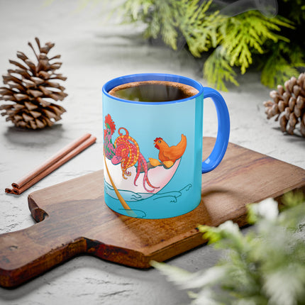A Rooster's Seafaring Adventure Colorful Mugs, 11oz