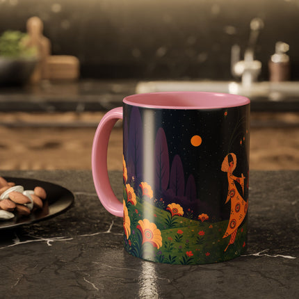 🌙🌼 The Moonlit Floral Dancer Colorful Mug – Art Deco Garden Fantasy
