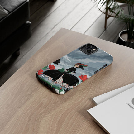 🌧️🌺 The Stormy Flower Walk Phone Case – Art Deco Floral Fashion