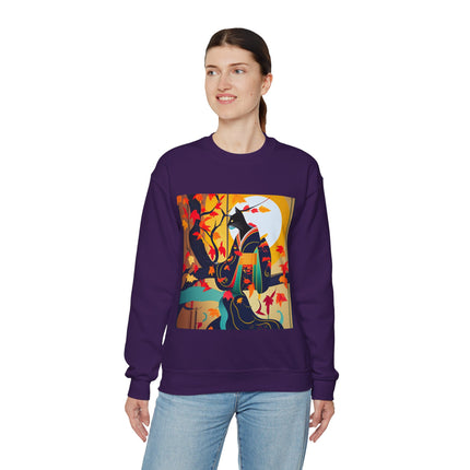 Black Cat in Kimono Unisex Heavy Blend™ Crewneck Sweatshirt