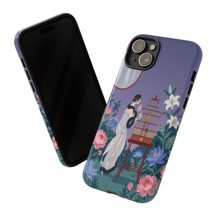🌸🐦 The Lady Of The Garden Birdcage Phone Case – Art Deco Floral Elegance