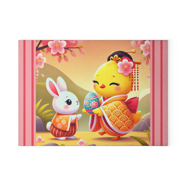 Whimsical Springtime Exchange Glass Cutting Board